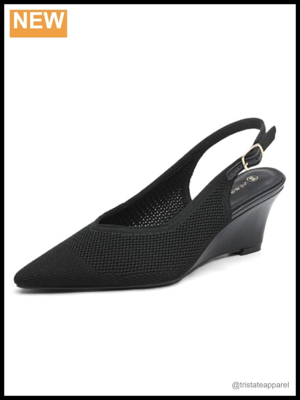 Women's Wedge Heels Minimalist Knitted Pumps Back Strap Comfort Dress Shoe